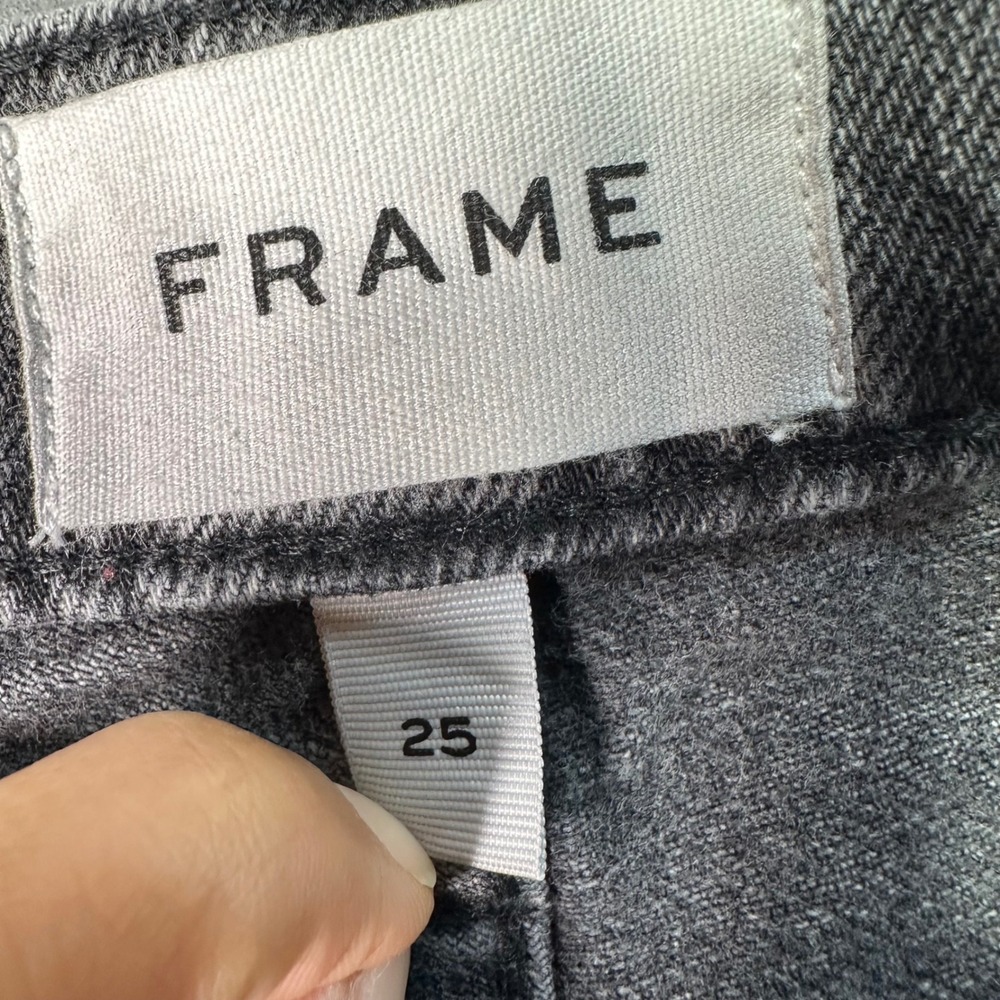 FRAME Le Slouch Ozone Jeans Straight Leg Button Fly Faded Black Grey Size 25 - Picture 2 of 12